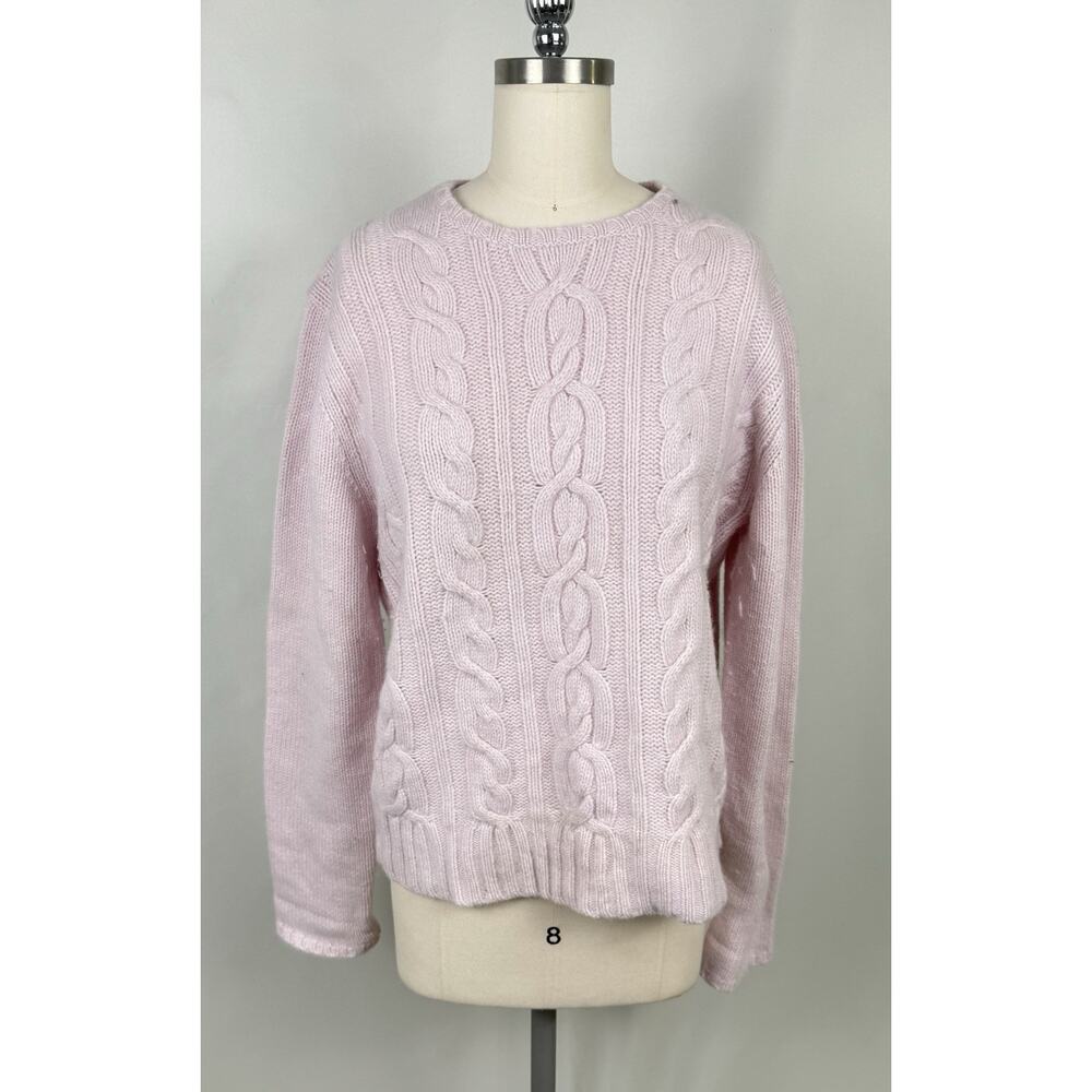 Vintage Gap XL 70s Pink Chunky Wool Blend Sweater Grannycore Old Money Preppy